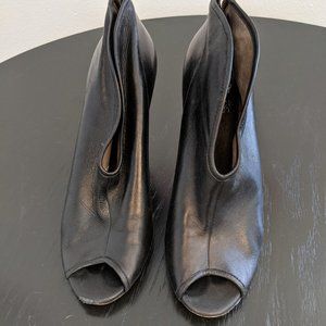 Vince Camuto Black Leather Booties Peep Toe